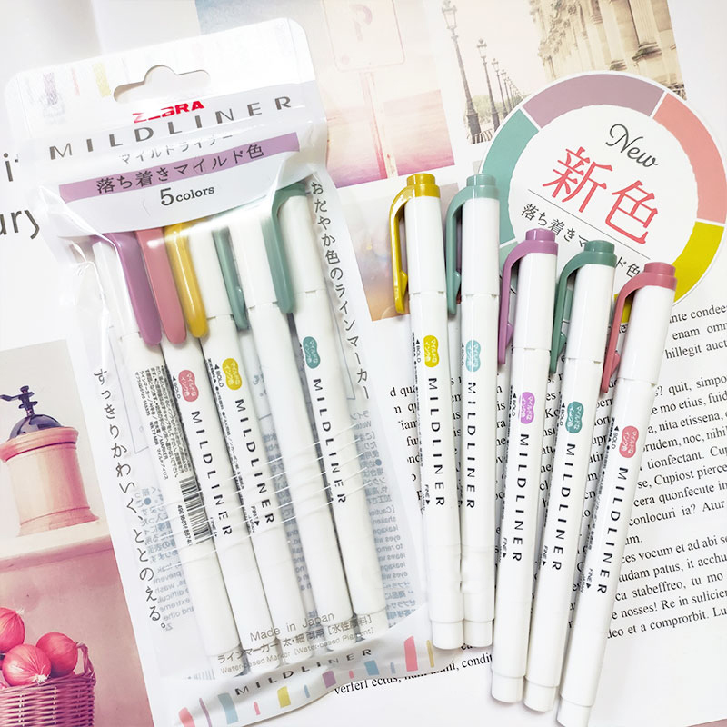 Highlighter Set Pastel - NEW zebra mildliner highlighter markers,WKT7 double-ended