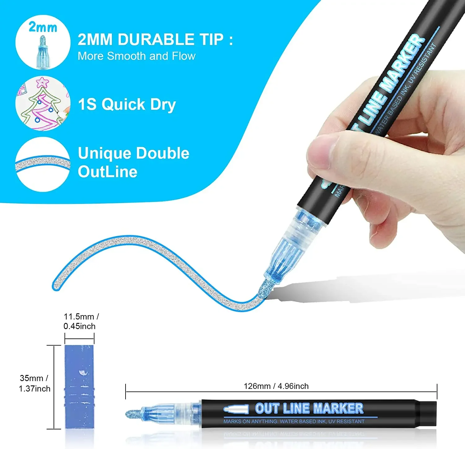 36 Color Double Line Outline A - огляд і ціна Highlighter Set Pastel
