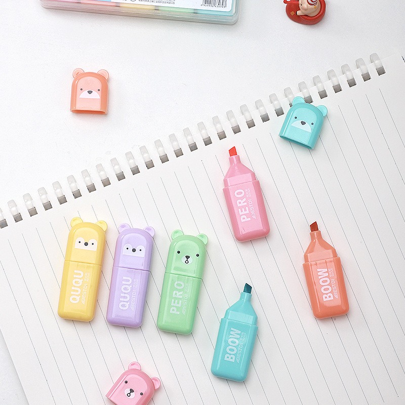 4/6/12 Pcs Kawaii Bear Highlig - огляд і ціна Highlighter Set Pastel