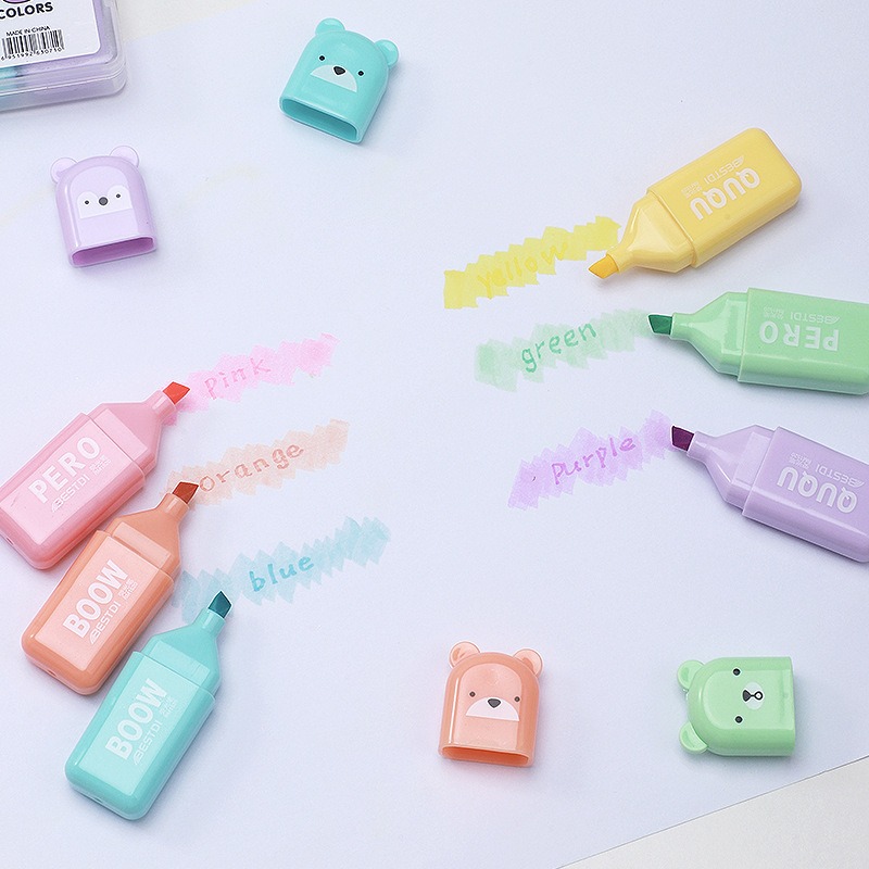 4/6/12 Pcs Kawaii Bear Highlig - огляд і ціна Highlighter Set Pastel