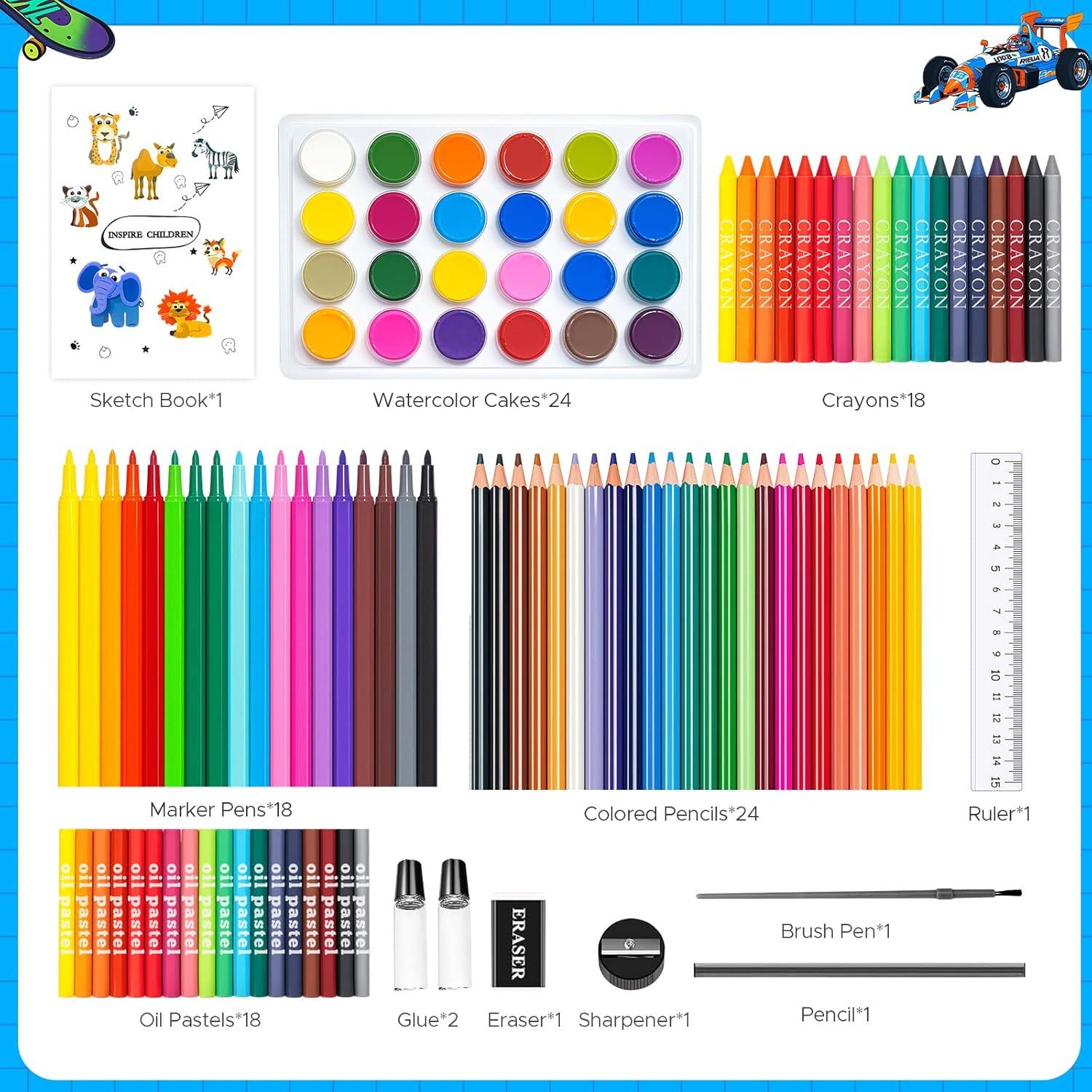 110PCS Arts & Crafts Supplies  - огляд і ціна Highlighter Set Pastel