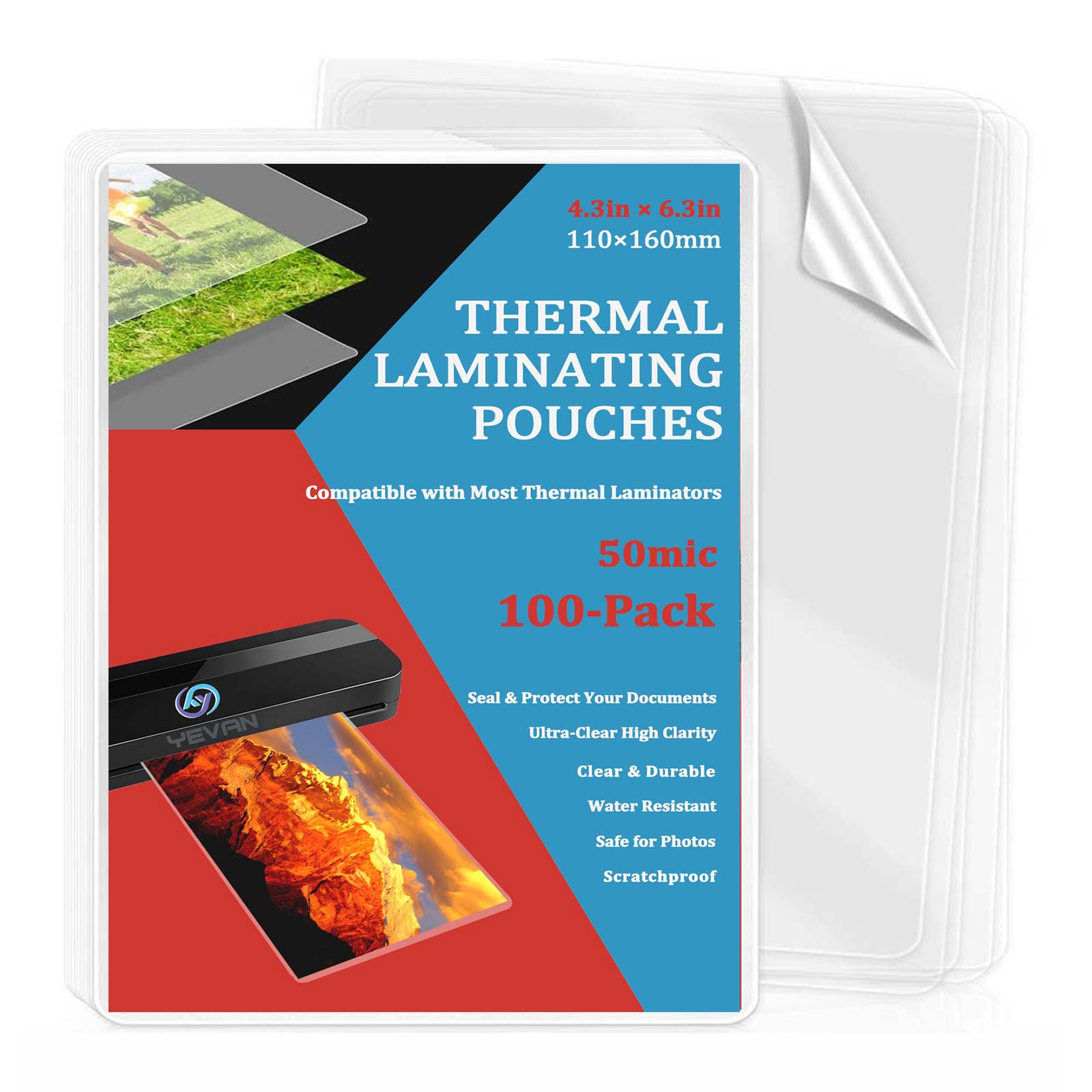 100 Sheets 4.3×6.3in Thermal L - огляд і ціна Document Laminator Pouch